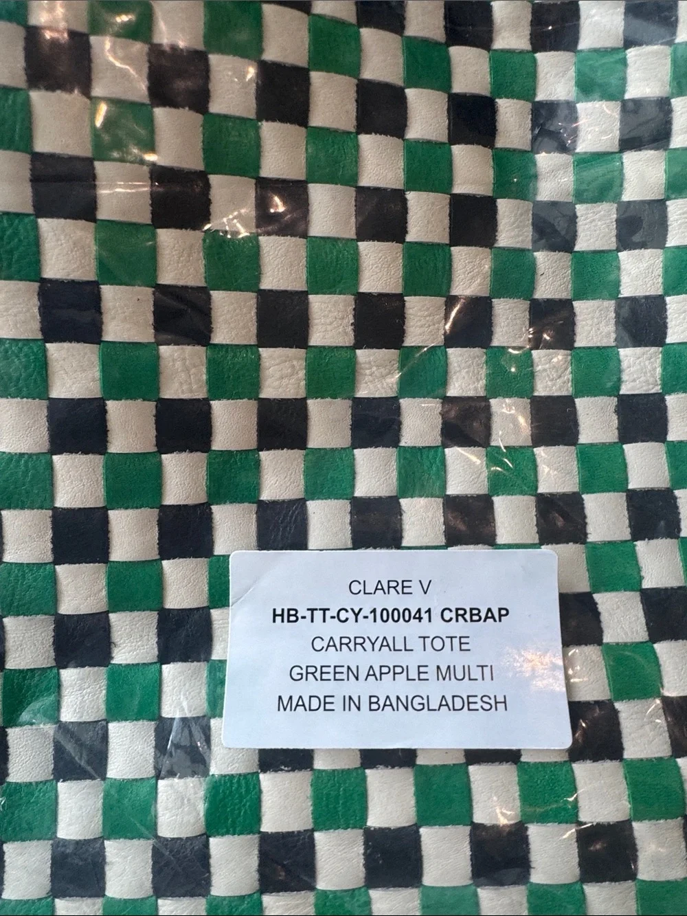 Clare V. Carryall Tote - Green & Black Checker